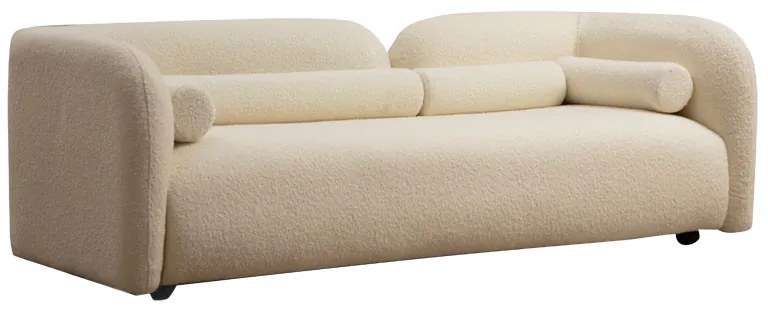 Καναπές 3θέσιος Tranquil I pakoworld ύφασμα μπουκλέ κρεμ 228x90x74εκ