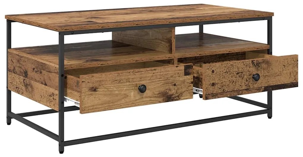 vidaXL Τραπεζάκι σαλονιού με συρτάρι Παλιό Ξύλο 100 x 51 x 45 cm