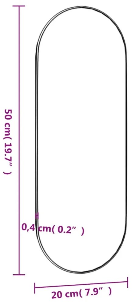 vidaXL Καθρέφτης Τοίχου Οβάλ 20 x 50 εκ. Γυάλινος