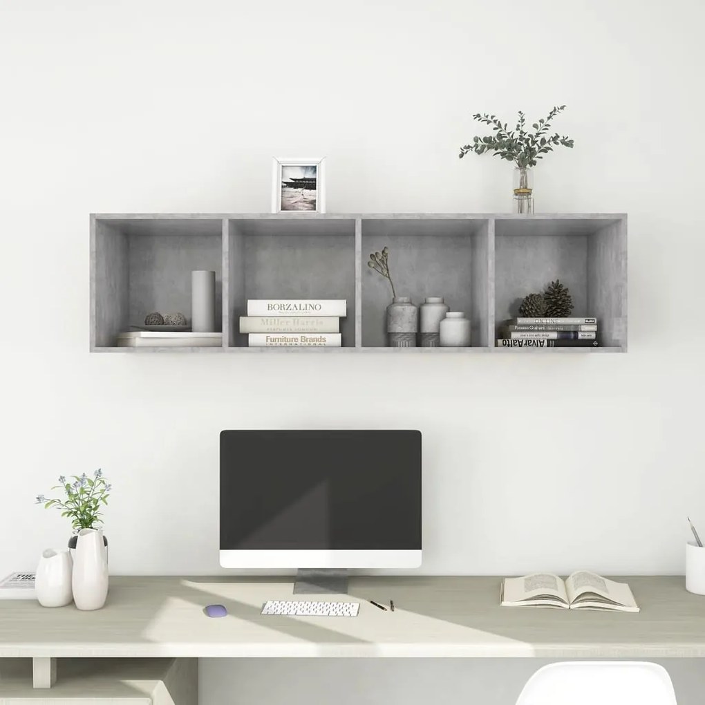 vidaXL Έπιπλο Τηλεόρασης Κρεμαστό Γκρι Σκυρ. 37x37x142,5εκ Επεξ. Ξύλο