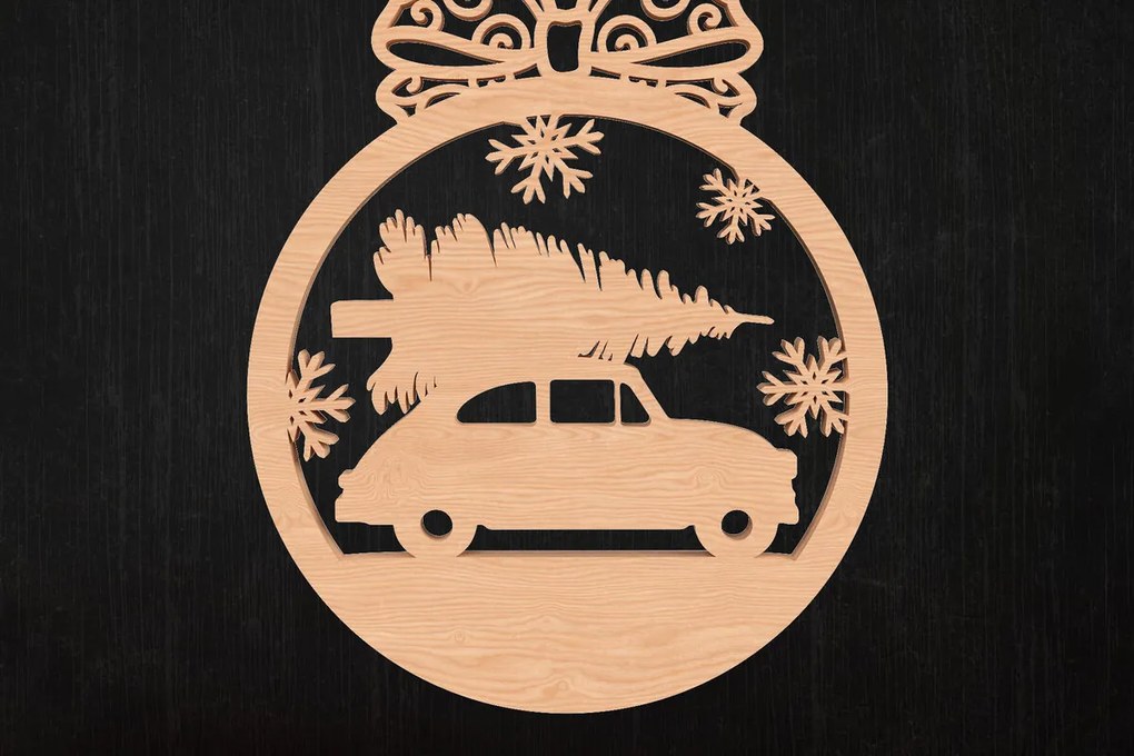 Σετ των 3 Intra απο ξύλο plywood 3mm-4mm πάχος Χριστουγεννιάτικο στολίδι αυτοκινήτου Δίασταση 8x8 cm INTRAFABR-110388310