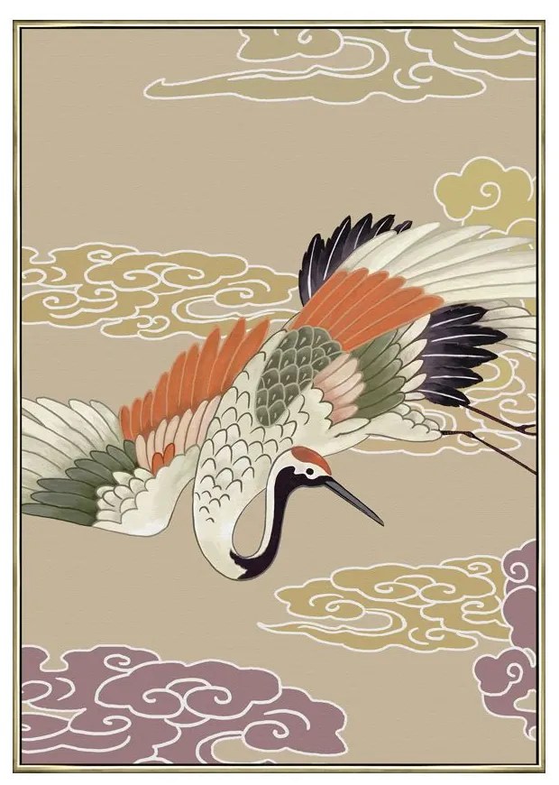Κάδρο Σε Καμβά Cranes In Color 020679 70x100xH4,5cm Multi Κάθετοι Wood, Canvas