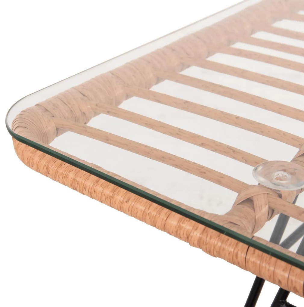 ΤΡΑΠΕΖΙ ΕΞ.ΧΩΡΟΥ ΧΑΜΗΛΟ ALLEGRA ΜΑΥΡΟ ΜΕΤΑΛΛΟ-ΜΠΕΖ WICKER 95X55X51.5Yεκ.