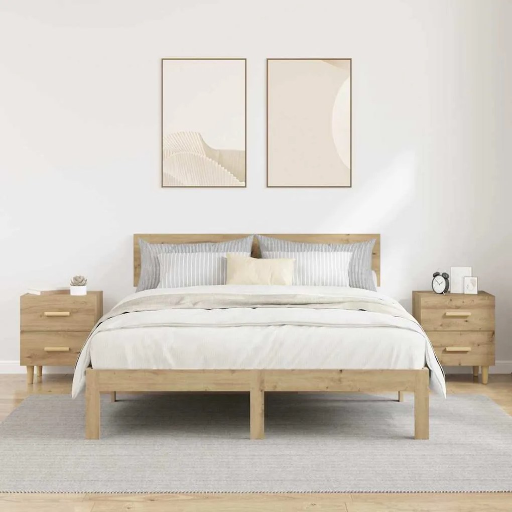 vidaXL Ντουλάπι κρεβατιού 2 pcs artisan δρυς 40 x 35 x 47.5 εκ
