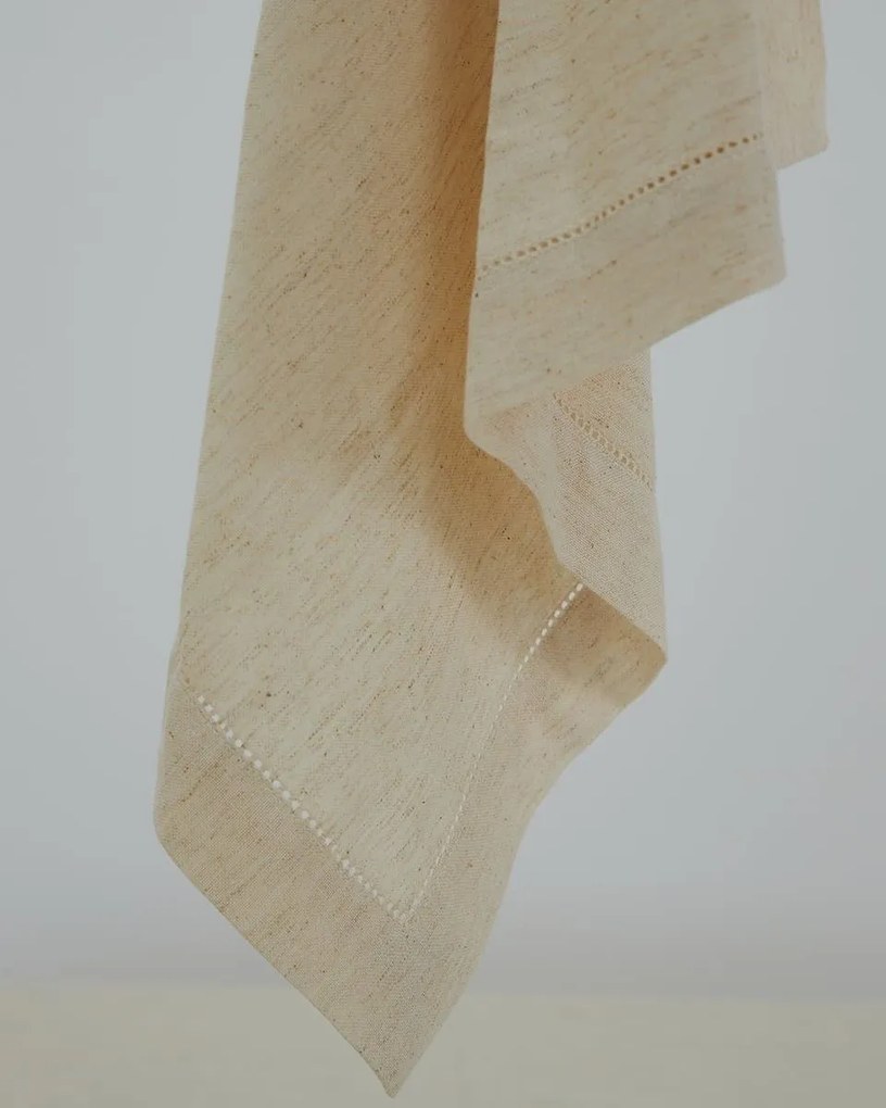 Μονόχρωμη Πετσέτα Φαγητού με Αζούρ Sintra 53x53cm Μπεζ