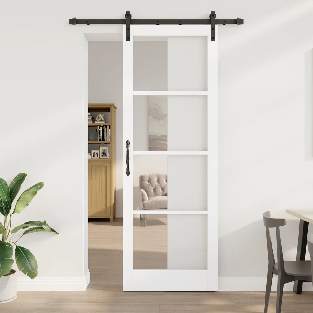 vidaXL Συρόμενη Πόρτα με Σετ Βαριάς 'ORKDAL' Λευκή 83x232 εκ.