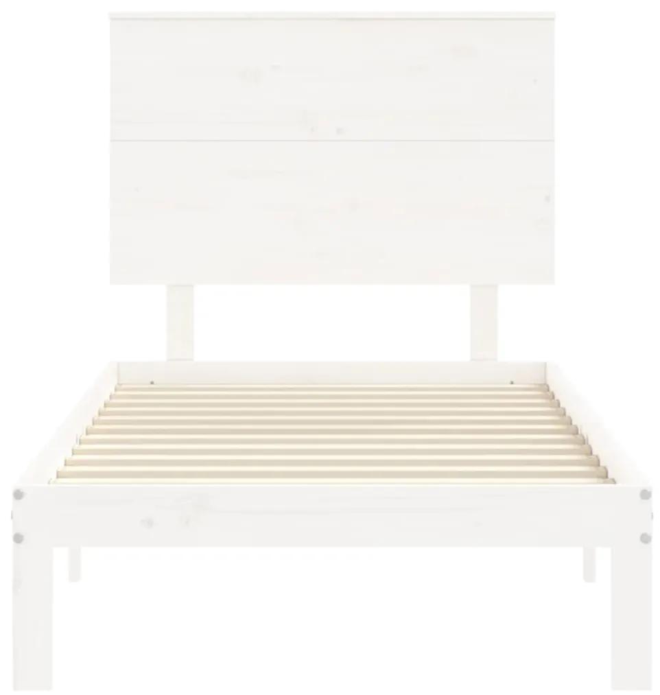 vidaXL Πλαίσιο Κρεβατιού με Κεφαλάρι Λευκό 100x200 εκ. Μασίφ Ξύλο