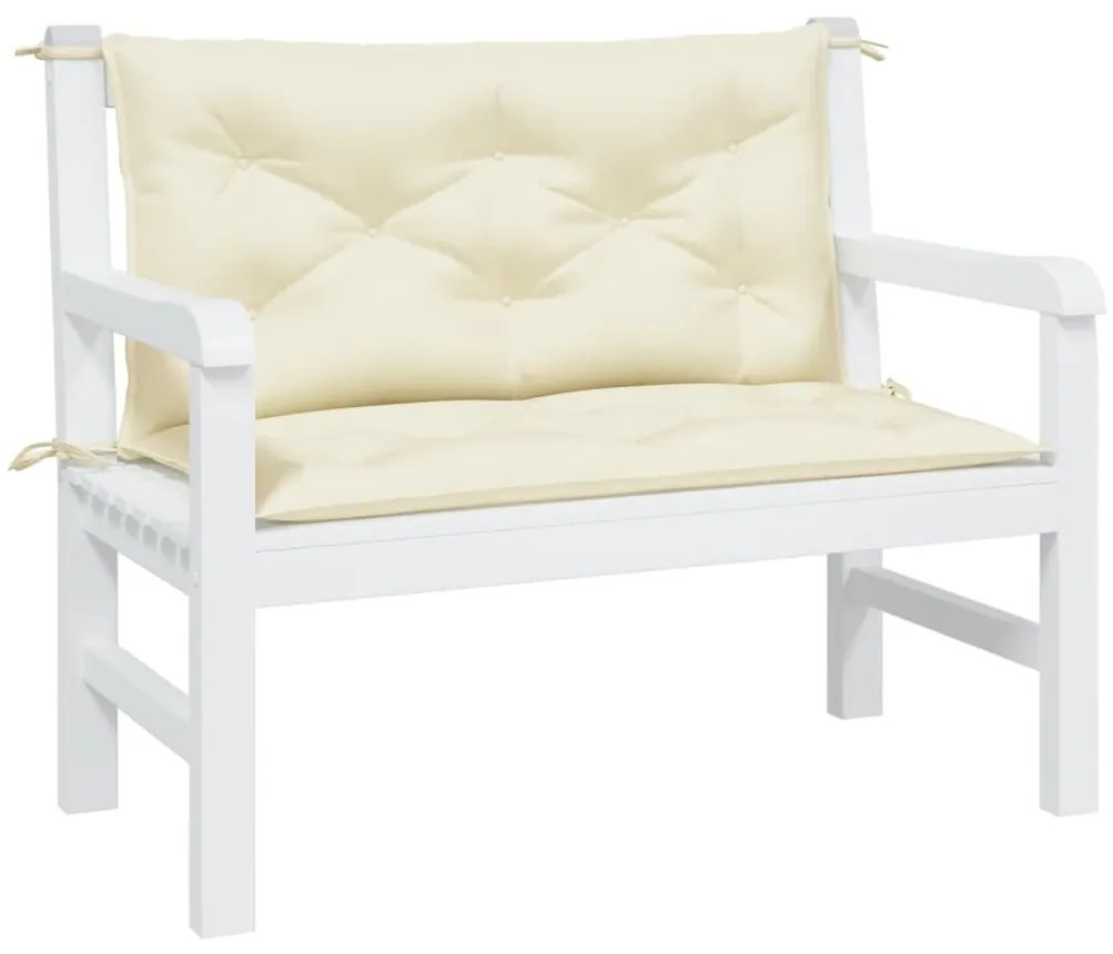 vidaXL Μαξιλάρια Πάγκου Κήπου 2 τεμ. Κρεμ 100x50x7 εκ. Ύφασμα Oxford
