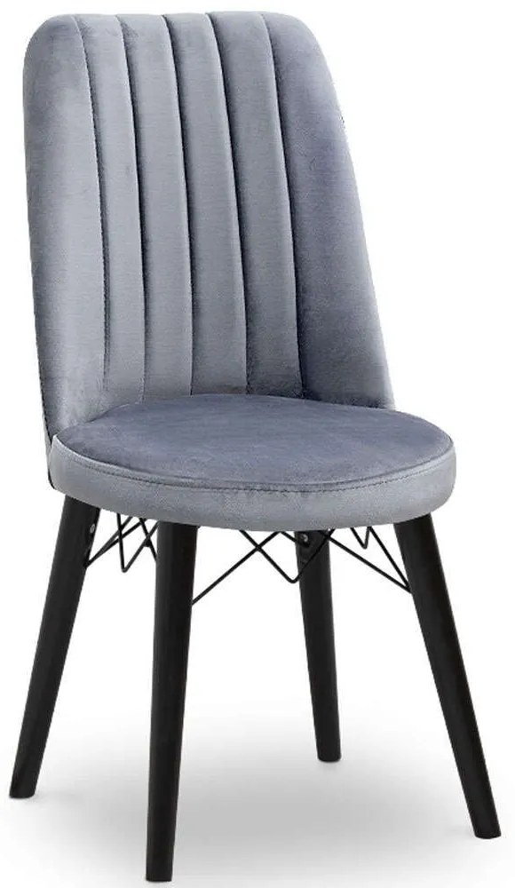 Καρέκλα Τραπεζαρίας Alegra 0230209 46x44x91cm Grey-Black Μέταλλο,Βελούδο,Ξύλο