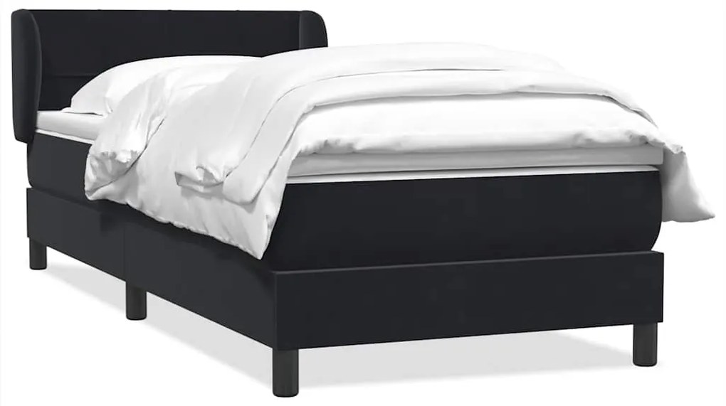 vidaXL Κρεβάτι Boxspring με Στρώμα Μαύρο 90x220 εκ. Βελούδινο