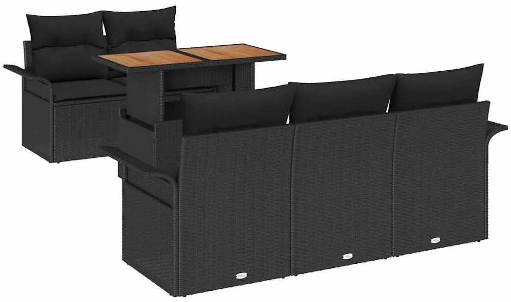 vidaXL Σετ Καναπέ Κήπου με μαξιλάρι 6 pcs Μαύρο 100 x 55 x 73 εκ