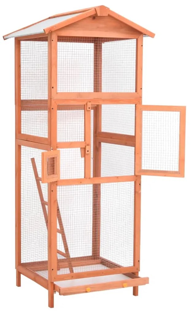 vidaXL Κλουβί Πτηνού 60 x 62 x 166 εκ. από Μασίφ Ξύλο Ελάτης