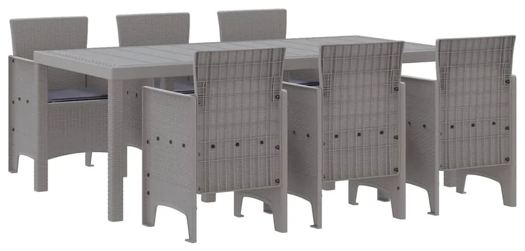 vidaXL Σέτ φαγητού για κήπο 7 pcs Ανοιχτό γκρι Rattan Polt