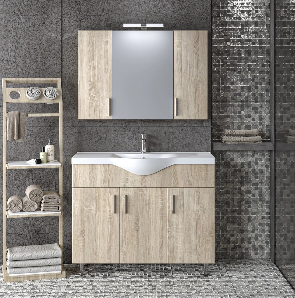 Σετ Επίπλου Mπάνιου SIENA SONOMA 100 9SSI100SN0W Πάγκο 96x34x83cm 9SSI100SN0W
