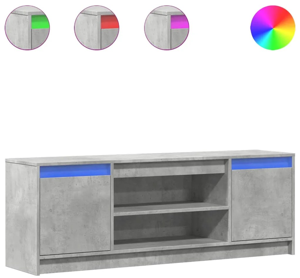 Έπιπλο Τηλεόρασης με LED Γκρι Σκυρ. 139,5x34x50 εκ. Επεξ. Ξύλο - Γκρι