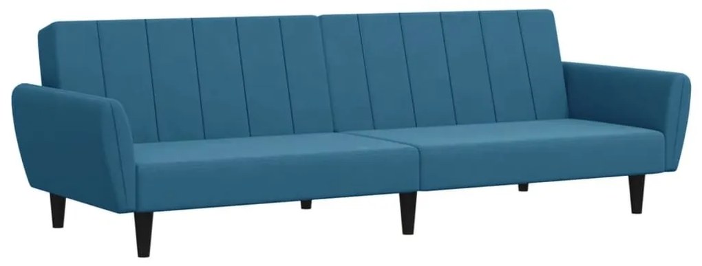 Καναπές Κρεβάτι Διθέσιος με Υποπόδιο Μπλε Βελούδινος - Μπλε