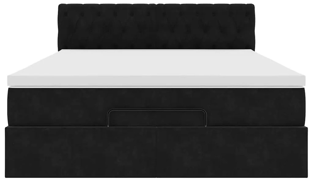 vidaXL Οθωμανικό κρεβάτι με στρώμα & LEDs Μαύρο 140x190cm Velvet