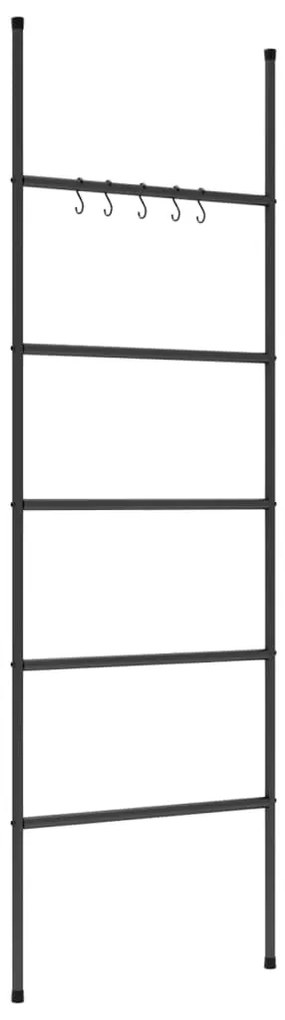 vidaXL Σκάλα για Πετσετοκρεμάστρα με 5 Επίπεδα Μαύρη 58x175 εκ. Σιδερένια