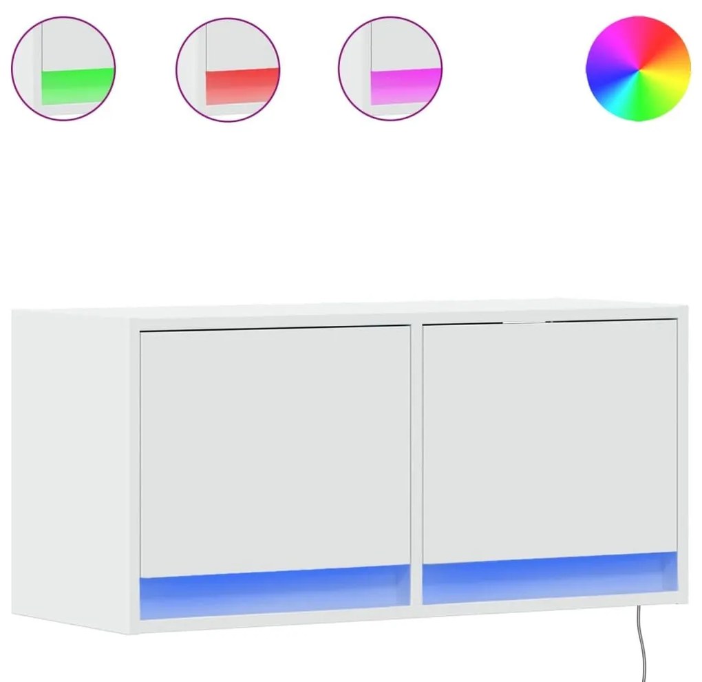 Έπιπλο Τοίχου Τηλεόρασης με LED Λευκό 80x31x38 εκ. - Λευκό