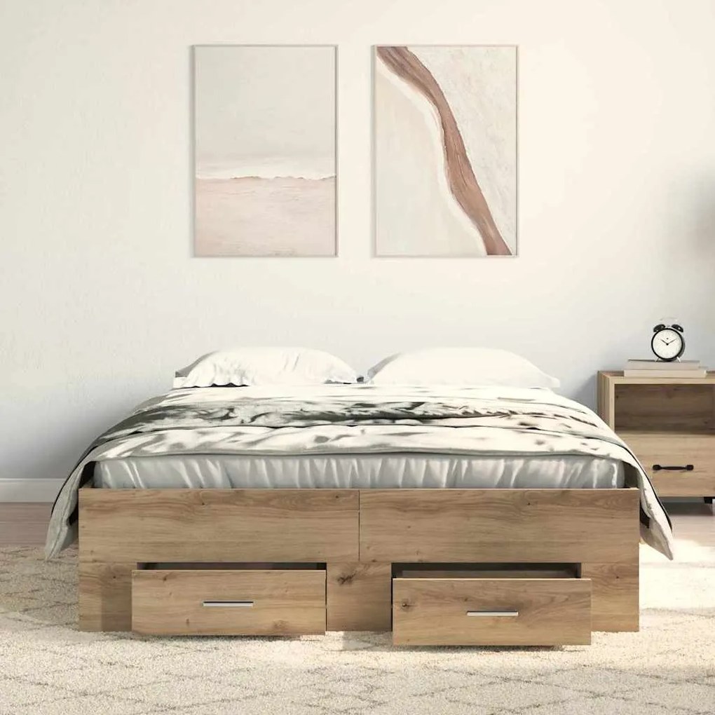 vidaXL Κρεβάτι με Συρτάρια με συρτάρι artisan δρυς 120 x 190 cm