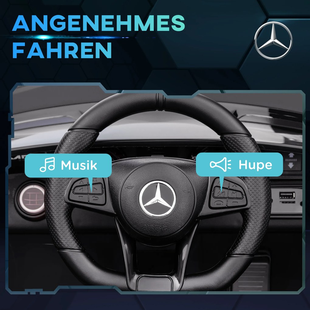 AIYAPLAY Ηλεκτρικό αυτοκίνητο για παιδιά, Mercedes, 3-5 χλμ/ώρα, Τηλεχειριστήριο, Φως & Μουσική, Μαύρο