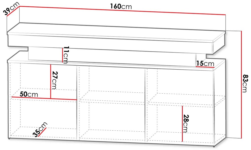 Μπουφές Glossa 160 με LED-Leuko