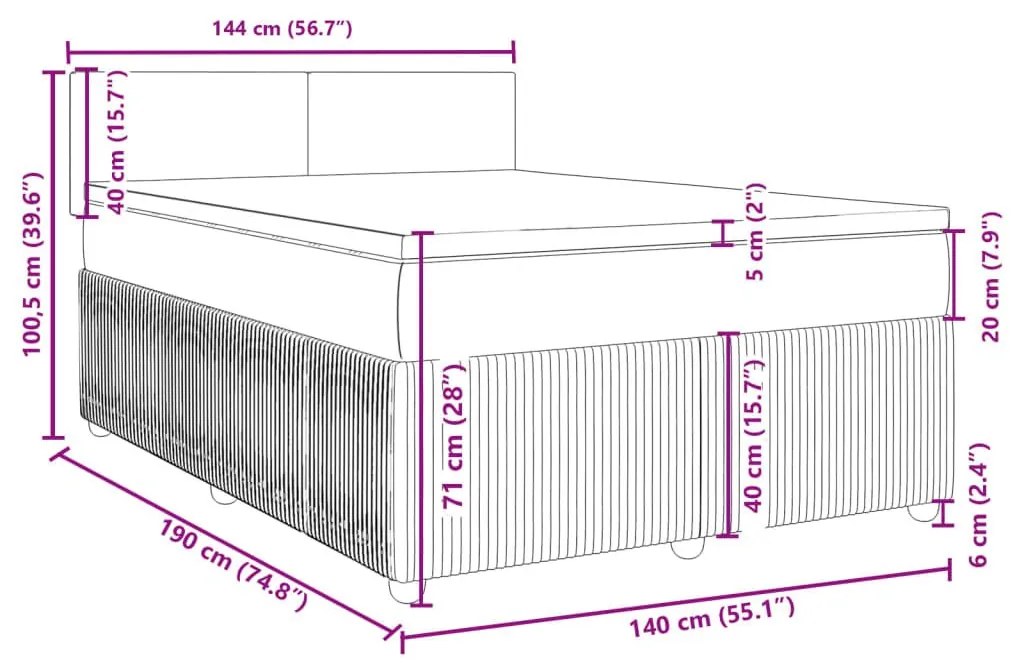 Κρεβάτι Boxspring με Στρώμα Ροζ 140x190 εκ. Βελούδινο - Ροζ