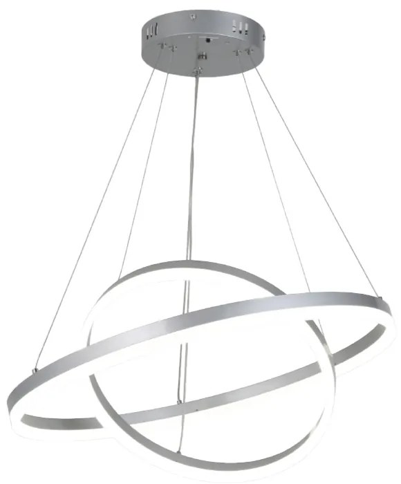 Κρεμαστό Φωτιστικό 60cm LED 58w 6300lm  3CCT by switch on base Inlight 6095-B-Silver