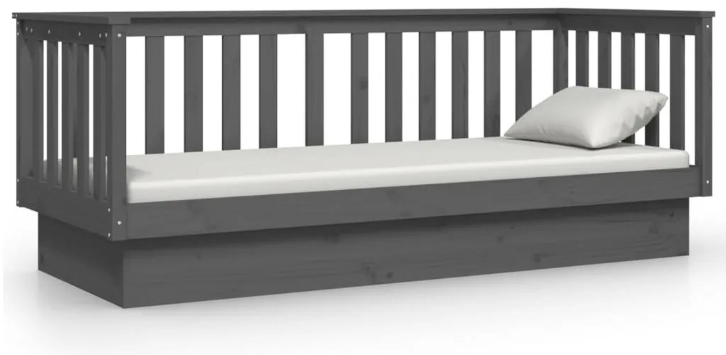 vidaXL Καναπές Κρεβάτι Γκρι 75x190 εκ. από Μασίφ Ξύλο Πεύκου