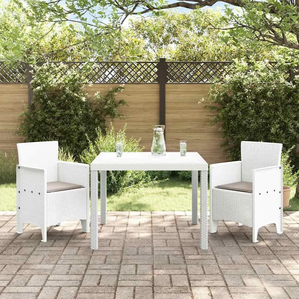 vidaXL Σέτ φαγητού για κήπο 3 pcs Λευκό Rattan Polt