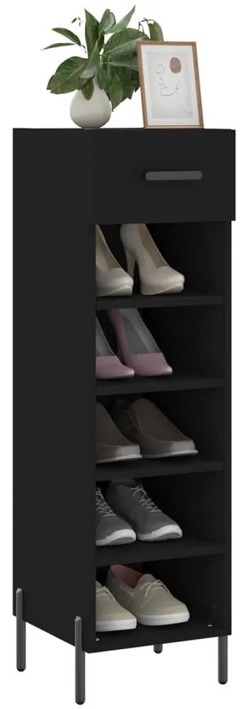 vidaXL Παπουτσοθήκη Μαύρη 30 x 35 x 105 εκ. από Επεξεργασμένο Ξύλο