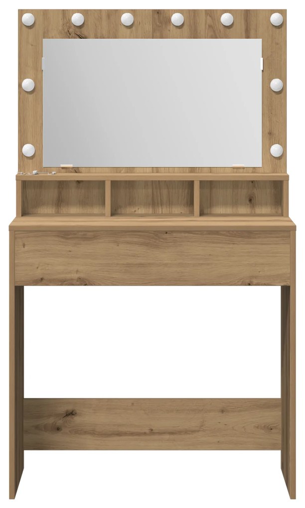 vidaXL Τουαλέτα με LED Φώτα Ξύλο Artisan 79x41x135 εκ.