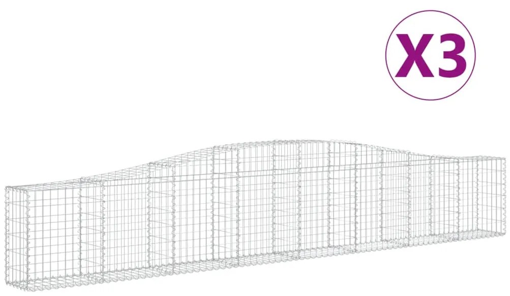vidaXL Συρματοκιβώτια Τοξωτά 3 τεμ. 400x30x60/80 εκ. Γαλβαν. Ατσάλι