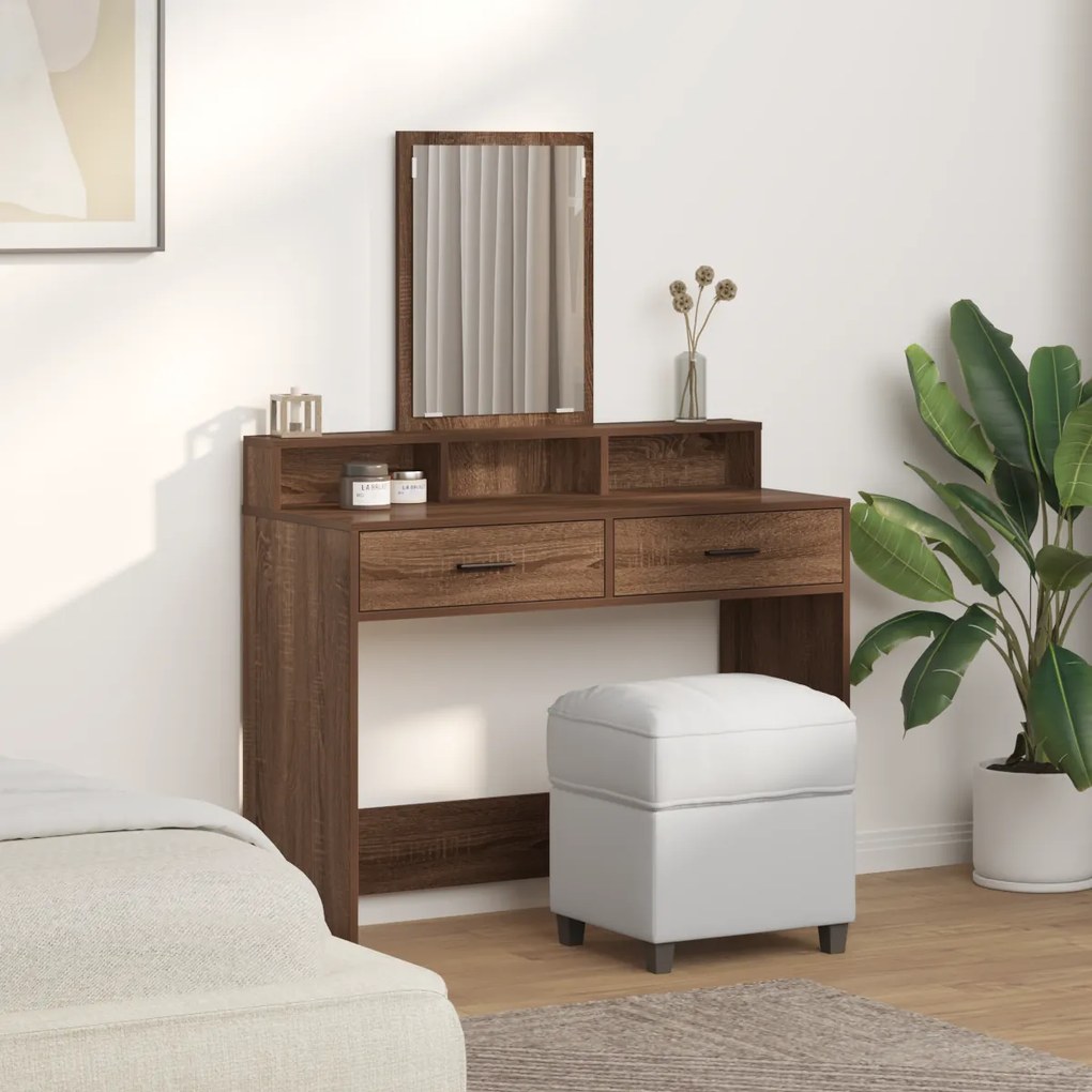 vidaXL Τουαλέτα με συρτάρια Καφέ Δρυός 100x41x140 εκ
