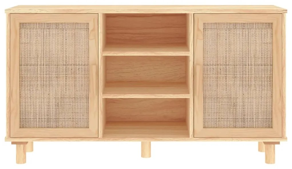 vidaXL Συρταριέρα Καφέ 105x30x60 εκ. Μασίφ Πεύκο &amp; Φυσικό Ρατάν