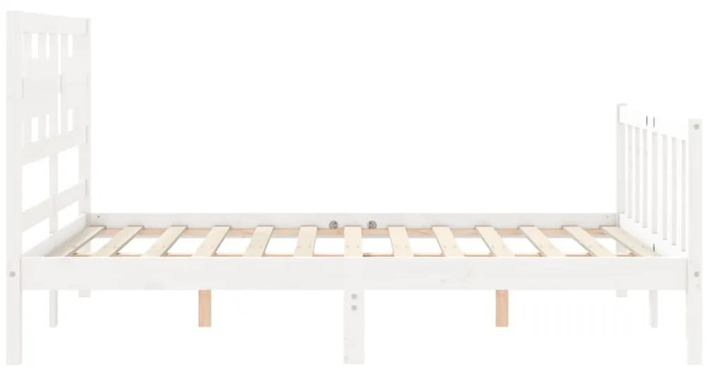 vidaXL Πλαίσιο Κρεβατιού με Κεφαλάρι Λευκό Μασίφ Ξύλο Small Double