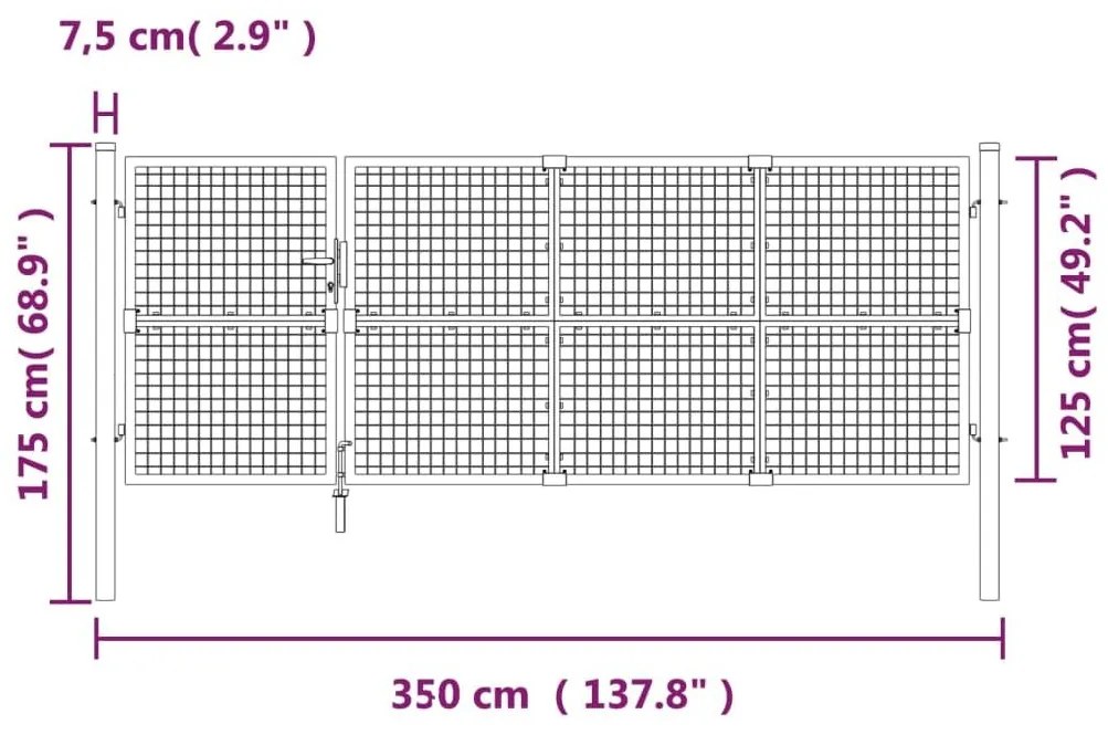 Πόρτα Περίφραξης με Πλέγμα Πράσινη 350 x 175 εκ. Γαλβαν. Ατσάλι - Πράσινο