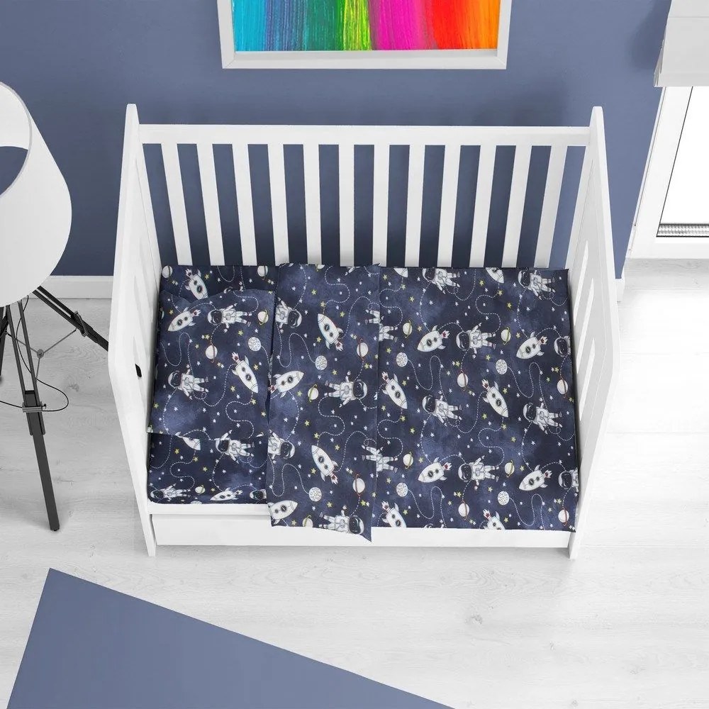 Σεντόνια Βρεφικά Galaxy Travel 90 (Σετ 3τμχ) Blue DimCol Κούνιας 100% Cotton Flannel