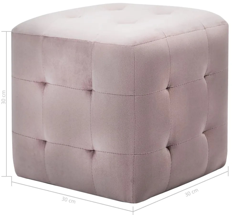vidaXL Κομοδίνα/Σκαμπό 2 τεμ. Ροζ 30x30x30 εκ. από Βελούδινο Ύφασμα