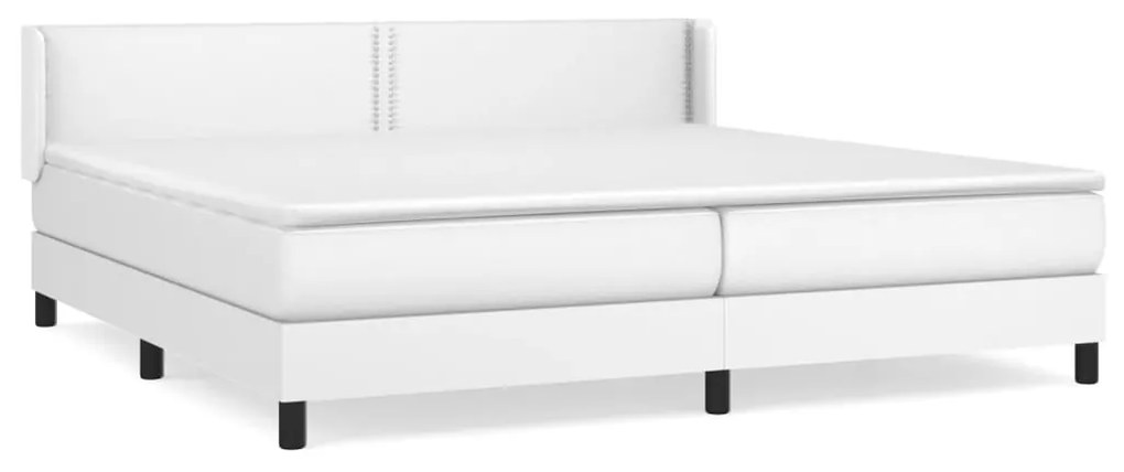 vidaXL Κρεβάτι Boxspring με Στρώμα Λευκό 200x200 εκ. Συνθετικό Δέρμα