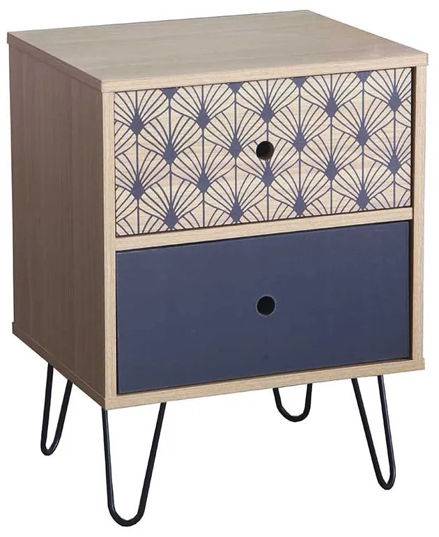 BOTANICA ΚΟΜΟΔΙΝΟ SONOMA ΜΕ PATTERN ΓΚΡΙ ΣΚΟΥΡΟ 45x39xH60cm 09-0995