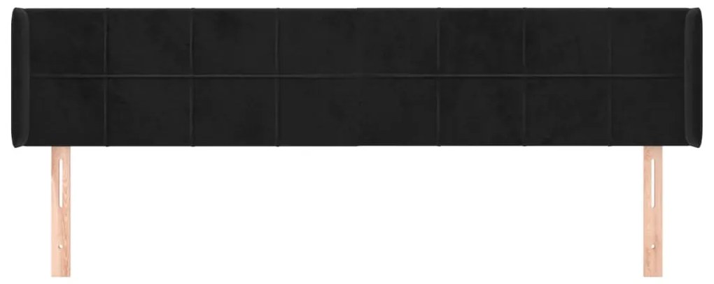vidaXL Κεφαλάρι με Πτερύγια Μαύρο 203x16x78/88 εκ. Βελούδινο