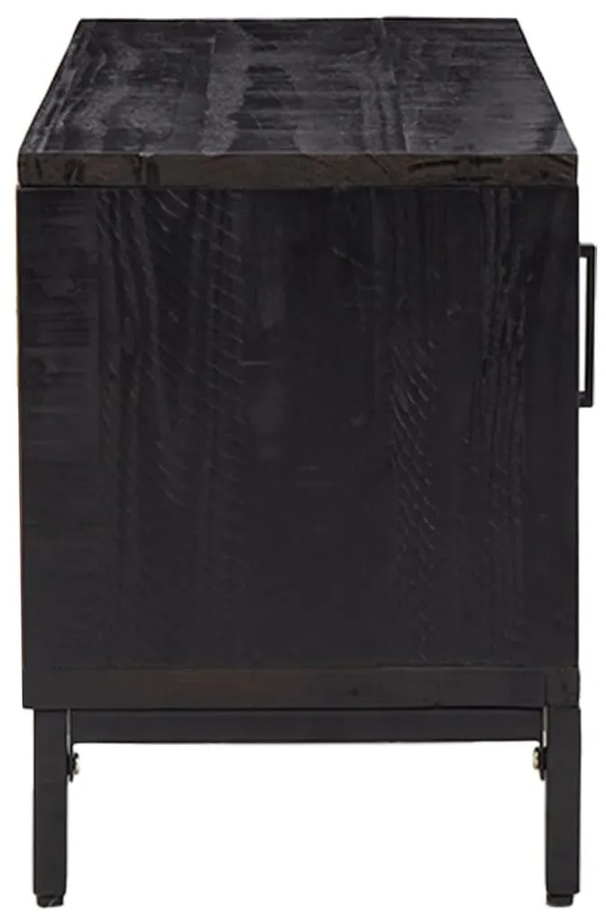 vidaXL Έπιπλο Τηλεόρασης Μαύρο 110 x 35 x 48 εκ. από Μασίφ Ξύλο Πεύκου