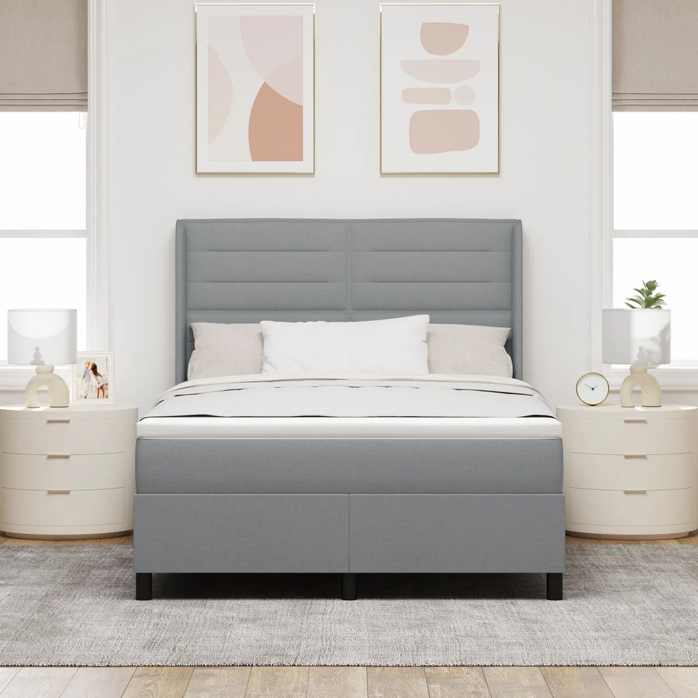 vidaXL Κρεβάτι με Στρώμα Γκρι 160x200 cm, Ύφασμα
