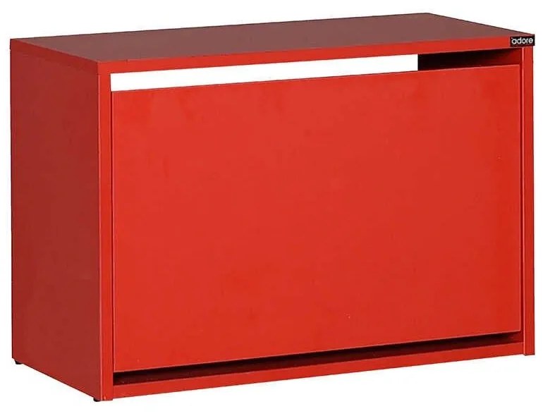 Ξύλινη Παπουτσοθήκη Step V6 με 2 Ράφια Κόκκινη 60x42x30cm