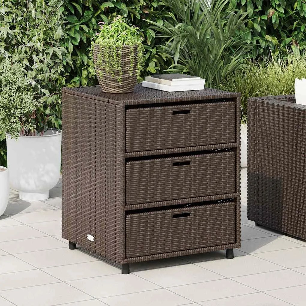 vidaXL Ντουλάπι Αποθήκευσης Κήπου Καφέ 55x59x69 εκ. Συνθετικό Ρατάν
