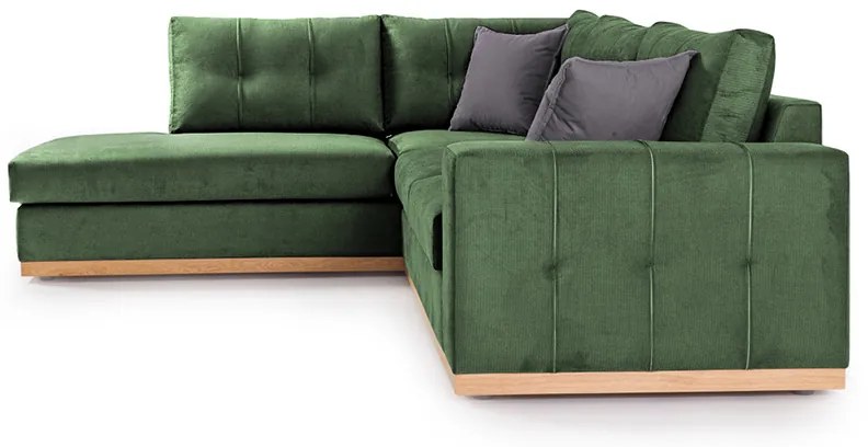 Γωνιακός καναπές δεξιά γωνία Boston pakoworld ύφασμα κυπαρισσί-ανθρακί 280x225x90εκ