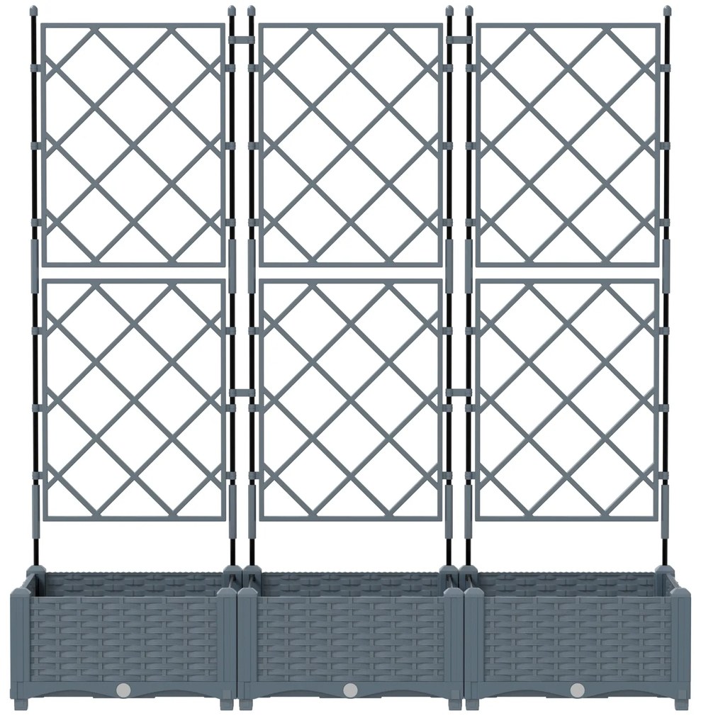vidaXL Γλάστρα κήπου με πλέγμα 3 pcs Ανοιχτό Γκρι 120x40x125.5 εκ.