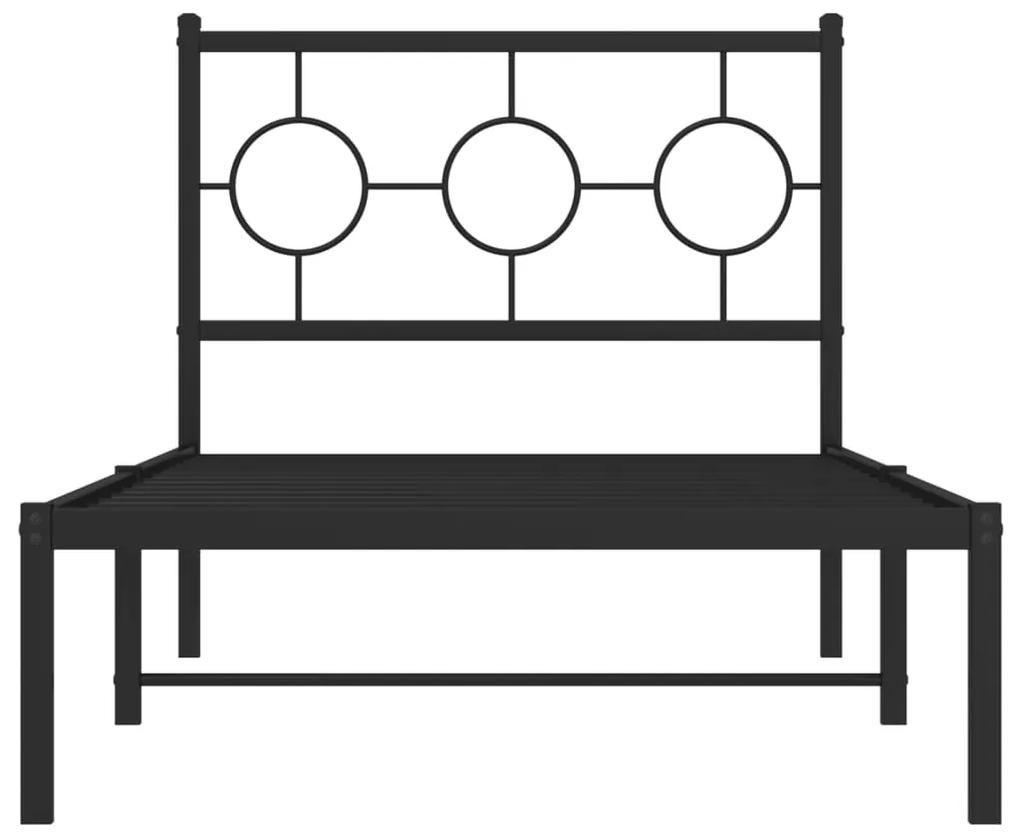 vidaXL Πλαίσιο Κρεβατιού με Κεφαλάρι Μαύρο 90 x 200 εκ. Μεταλλικό