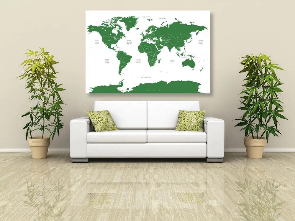 Εικόνα χάρτη του κόσμου με μεμονωμένες πολιτείες σε πράσινο - 60x40